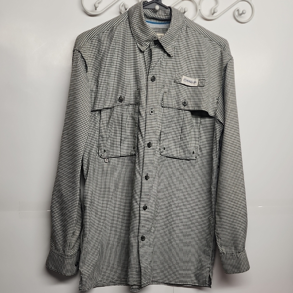Checkered MAGELLAN OUTDOORS fish gear Lightweight Shirt - Grayish and White